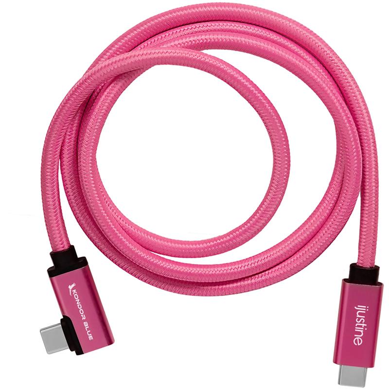 Kondor Blue iJustine Pink USB C 3.1 Data and Charging Cable 10Gb/s Data Speed & 100W Power Delivery